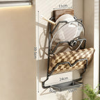 Kitchen shelf walnut look, wall-mounted, no drilling