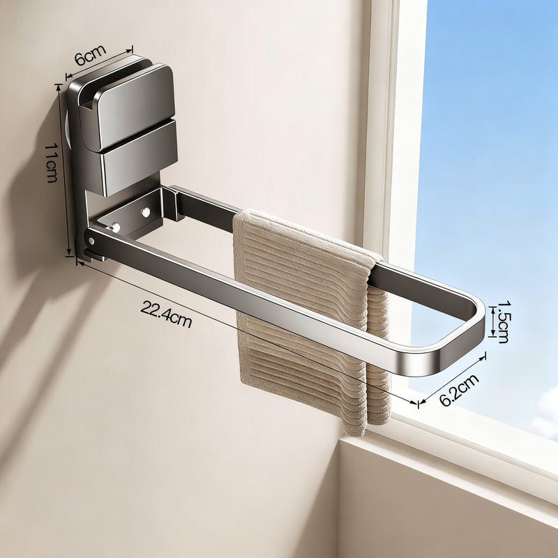 Towel holder with suction cup, foldable