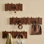 Wood wall coat rack made of beech, 3–12 hooks