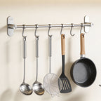 Stainless steel wall hook strip for kitchen utensils