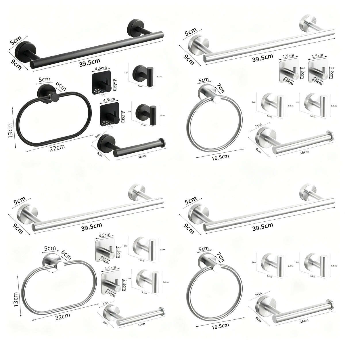 Stainless steel wall hooks, adhesive, bathroom and kitchen