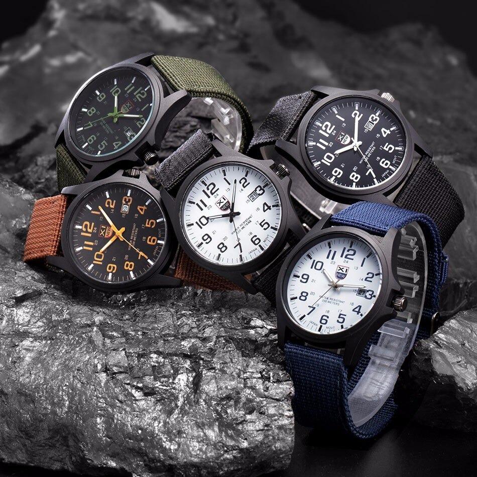 Men's Tactical Watch with 50 m Water Resistance, Stopwatch, and Night Light