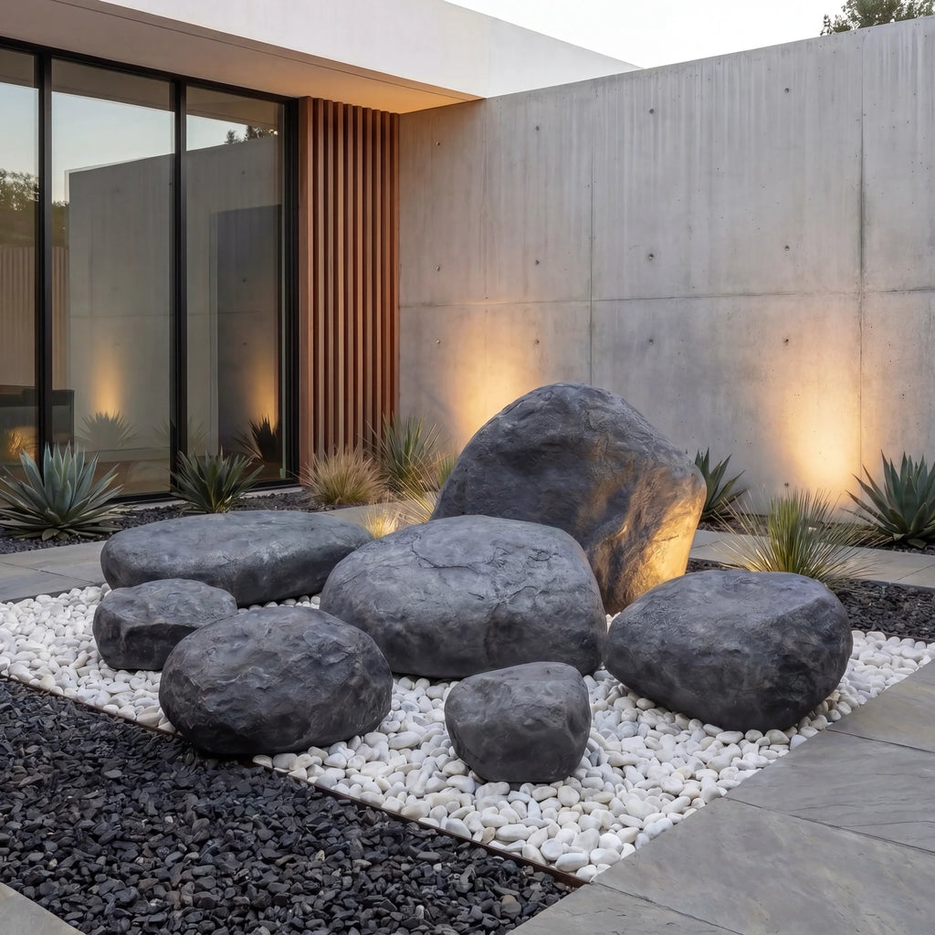 Graybear Faux Rock Set - Realistic, Artificial Landscape Boulders, Heavy Duty Fiberglass (4 pc / 7 pc Set)