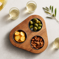 Fayette Lazy Susan - Designer Hardwood w/ Stainless Steel Bowls