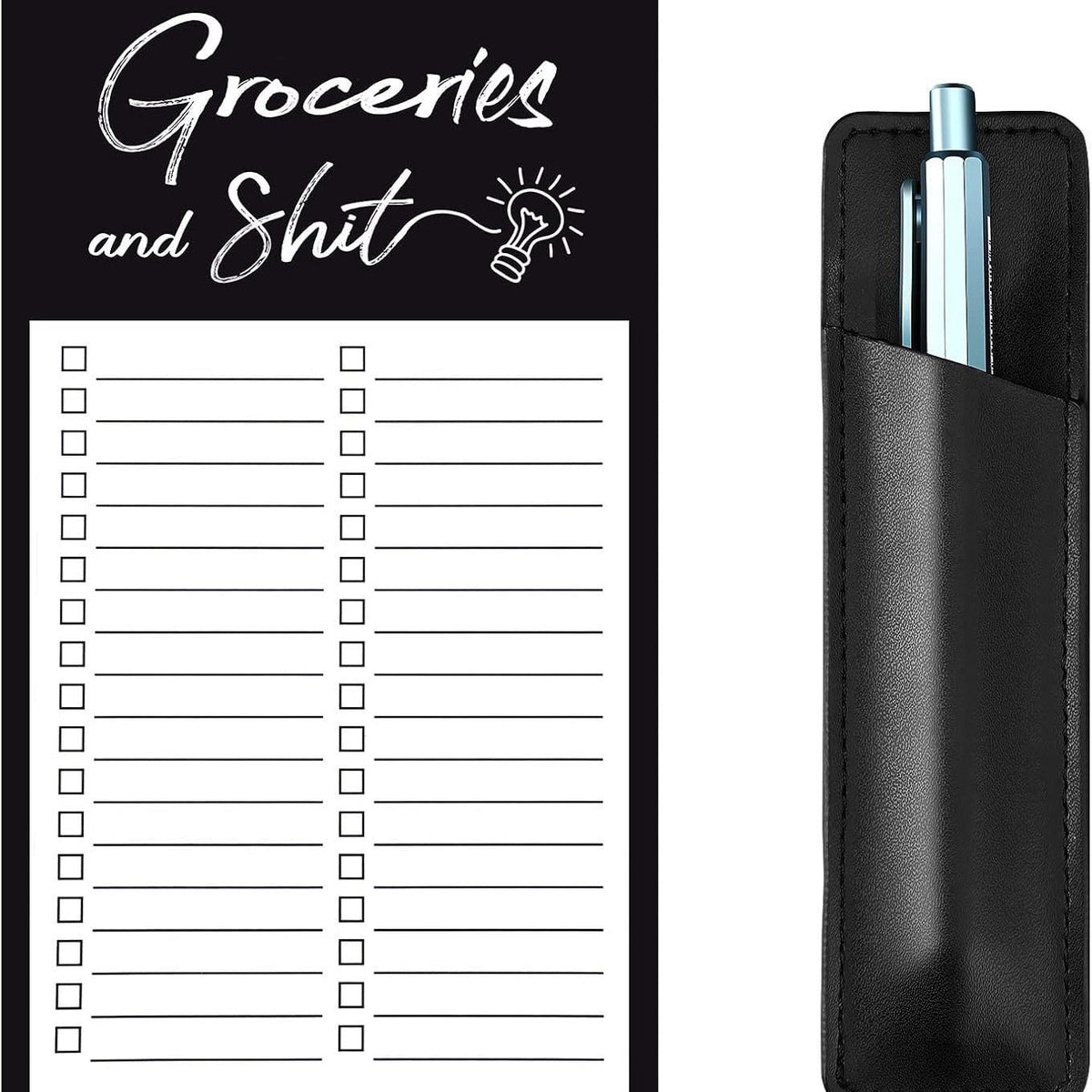 Magnetic Grocery List Notepad with Pen Holder for Fridge