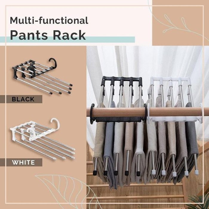 FlexRack Trouser Shelf – Space-Saving, Adjustable Closet Organizer for Pants, Skirts, and Scarves – Stainless Steel – Non-Slip – Foldable Design
