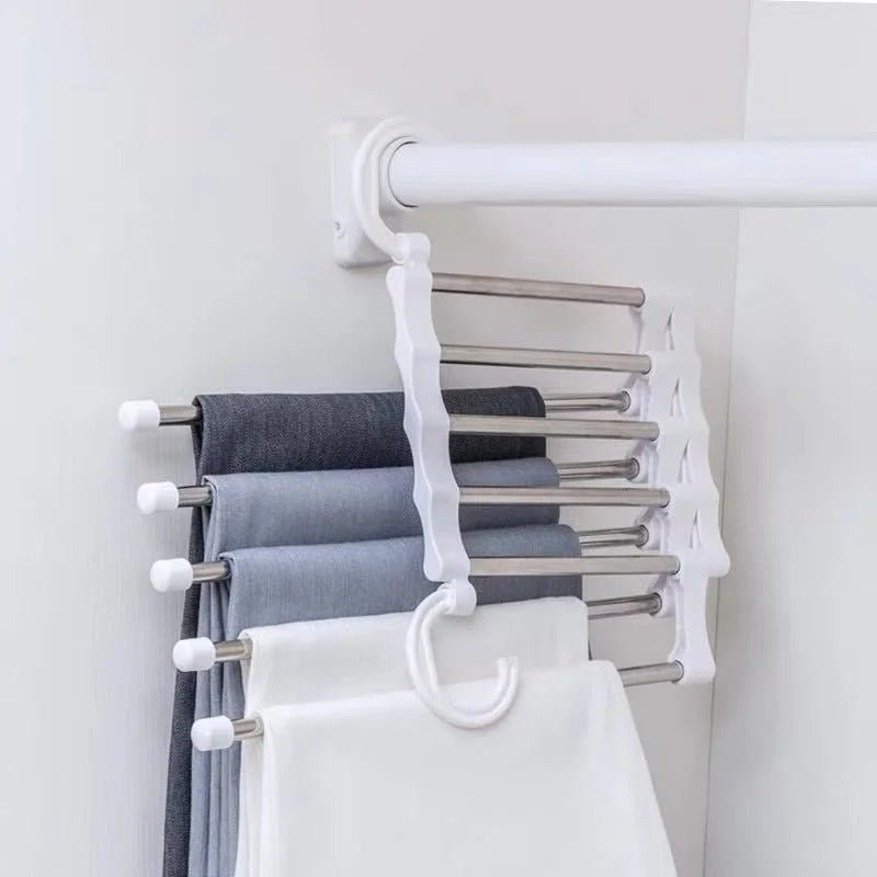 FlexRack Trouser Shelf – Space-Saving, Adjustable Closet Organizer for Pants, Skirts, and Scarves – Stainless Steel – Non-Slip – Foldable Design