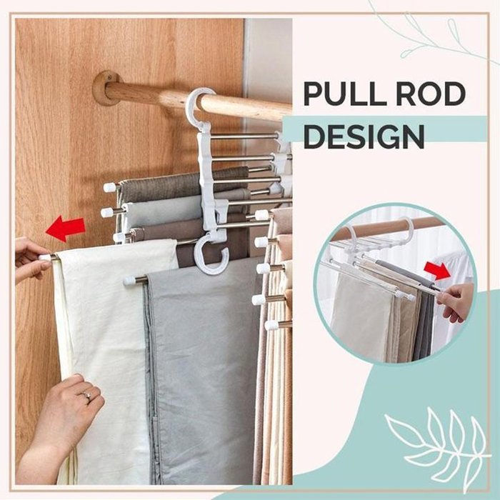 FlexRack Trouser Shelf – Space-Saving, Adjustable Closet Organizer for Pants, Skirts, and Scarves – Stainless Steel – Non-Slip – Foldable Design
