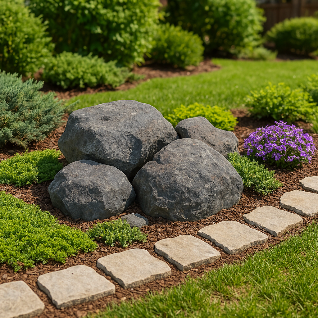 Graybear Faux Rock Set - Realistic, Artificial Landscape Boulders, Heavy Duty Fiberglass (4 pc / 7 pc Set)