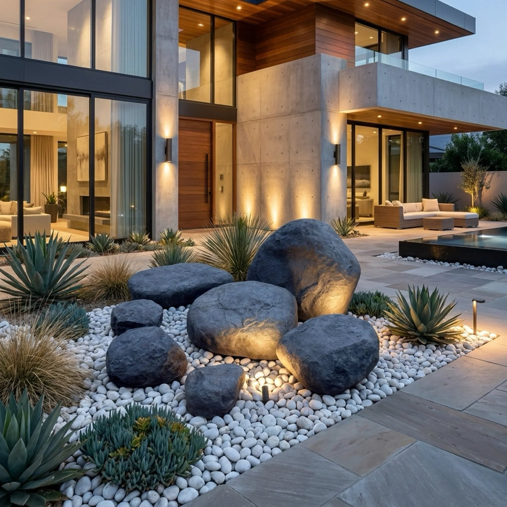 Graybear Faux Rock Set - Realistic, Artificial Landscape Boulders, Heavy Duty Fiberglass (4 pc / 7 pc Set)