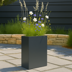 Hamilton 30" Tall Privacy Planter - Modern Steel-Reinforced Fiberglass Block - Indoor / Outdoor (23" L x 12" W x 30" H)