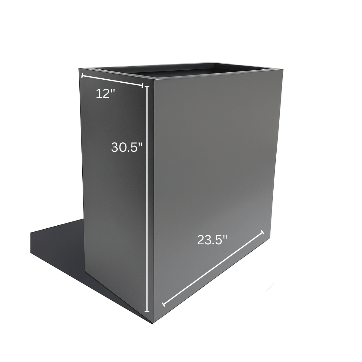 Hamilton 30" Tall Privacy Planter - Modern Steel-Reinforced Fiberglass Block - Indoor / Outdoor (23" L x 12" W x 30" H)