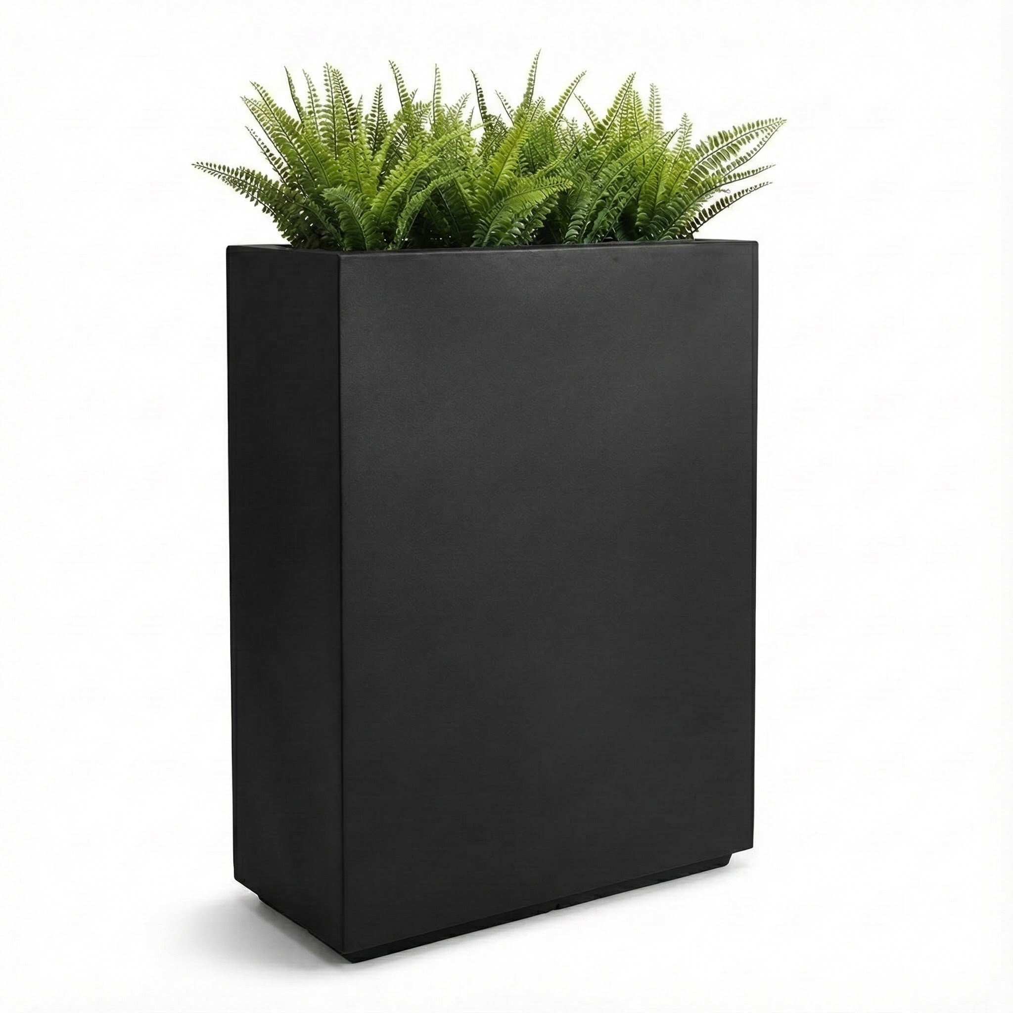 Hamilton 30" Tall Privacy Planter - Modern Steel-Reinforced Fiberglass Block - Indoor / Outdoor (23" L x 12" W x 30" H)