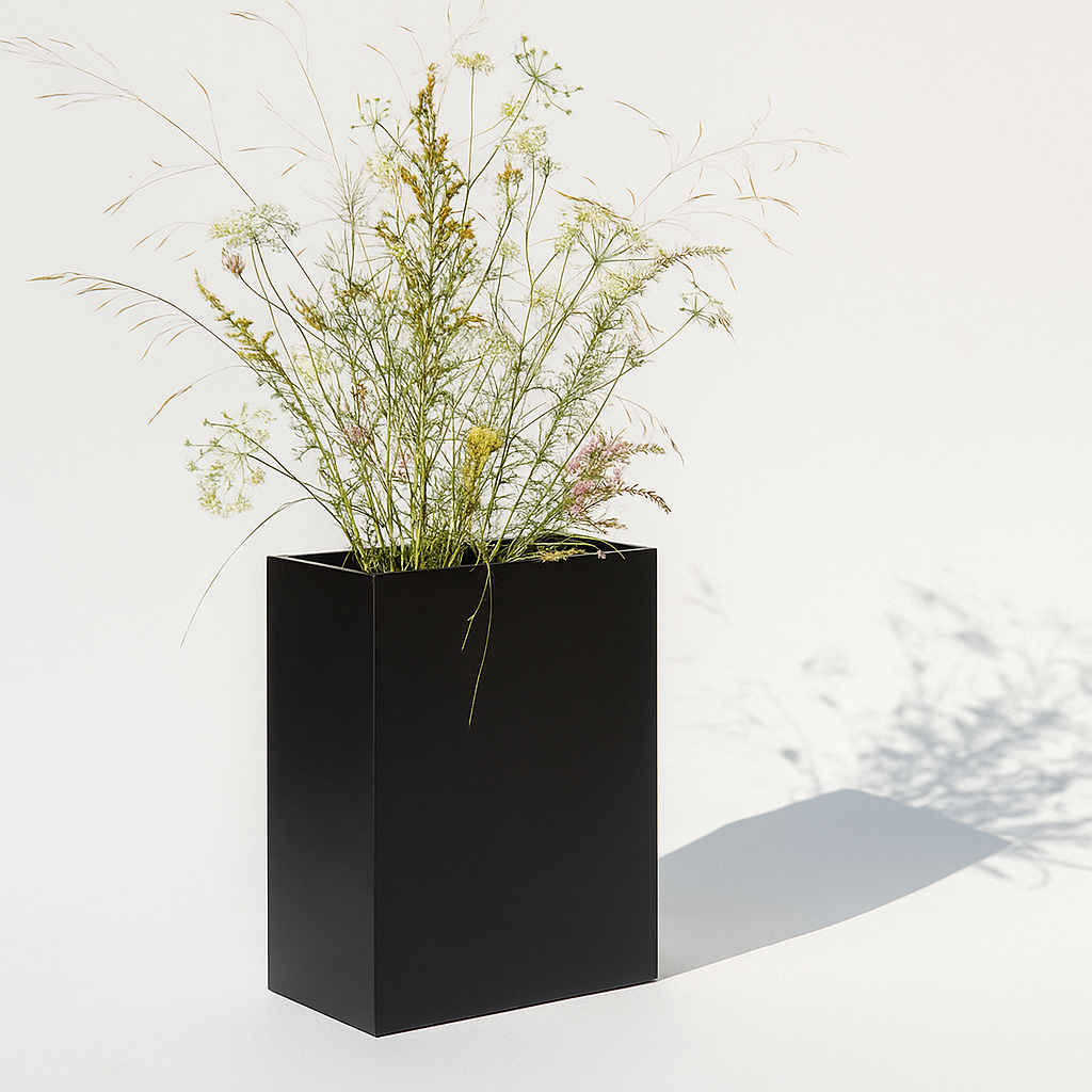 Hamilton 30" Tall Privacy Planter - Modern Steel-Reinforced Fiberglass Block - Indoor / Outdoor (23" L x 12" W x 30" H)
