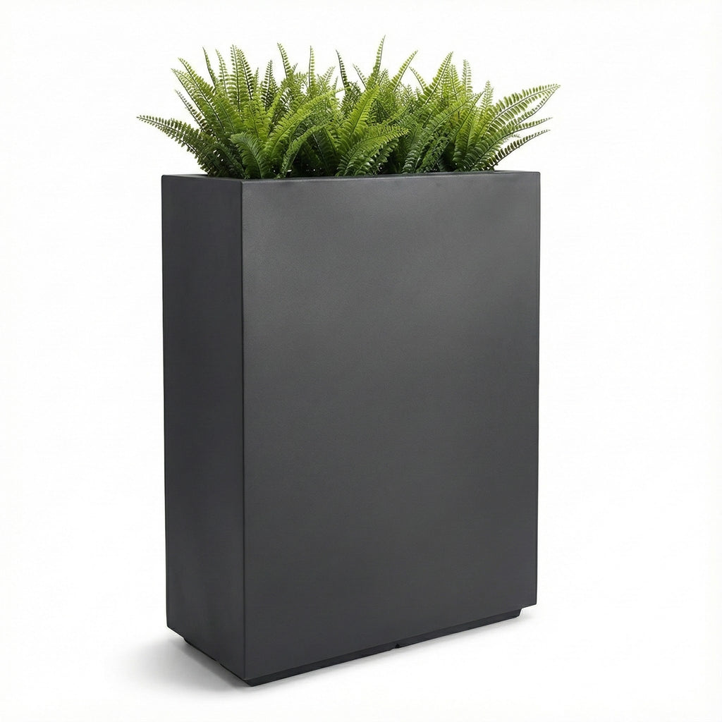 Hamilton 30" Tall Privacy Planter - Modern Steel-Reinforced Fiberglass Block - Indoor / Outdoor (23" L x 12" W x 30" H)