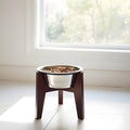 Henry Single Diner - Mid Century Modern Maple Hardwood Stand, Elevated Dog Bowl Food, Water (6" / 10" / 15" Tall)