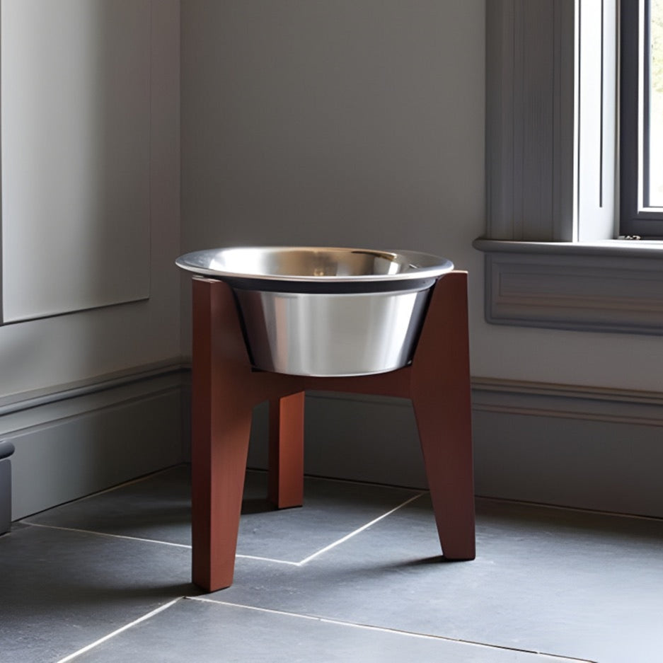 Henry Single Diner - Mid Century Modern Maple Hardwood Stand, Elevated Dog Bowl Food, Water (6" / 10" / 15" Tall)
