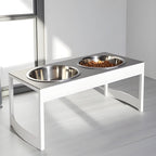 Indus Steel Double Diner - Modern Architectural Heavy Duty Elevated Dog Bowl Feeder (XS 4.5" Tall / 12" Large Dog)