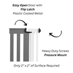 Jasmine Outdoor Dog Gate w/ Door (34.5" - 61.5" Extra Wide) Modern Steel, Heavy Duty 32" Tall, Pressure Mounted w / Fiberglass Door