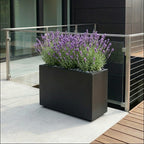 Julian Large Rectangle Planter - Architectural Fiberglass w/ Steel Reinforcement - Long Block w/ Drainage, Indoor / Outdoor (30" L x 12" W x 24" H)