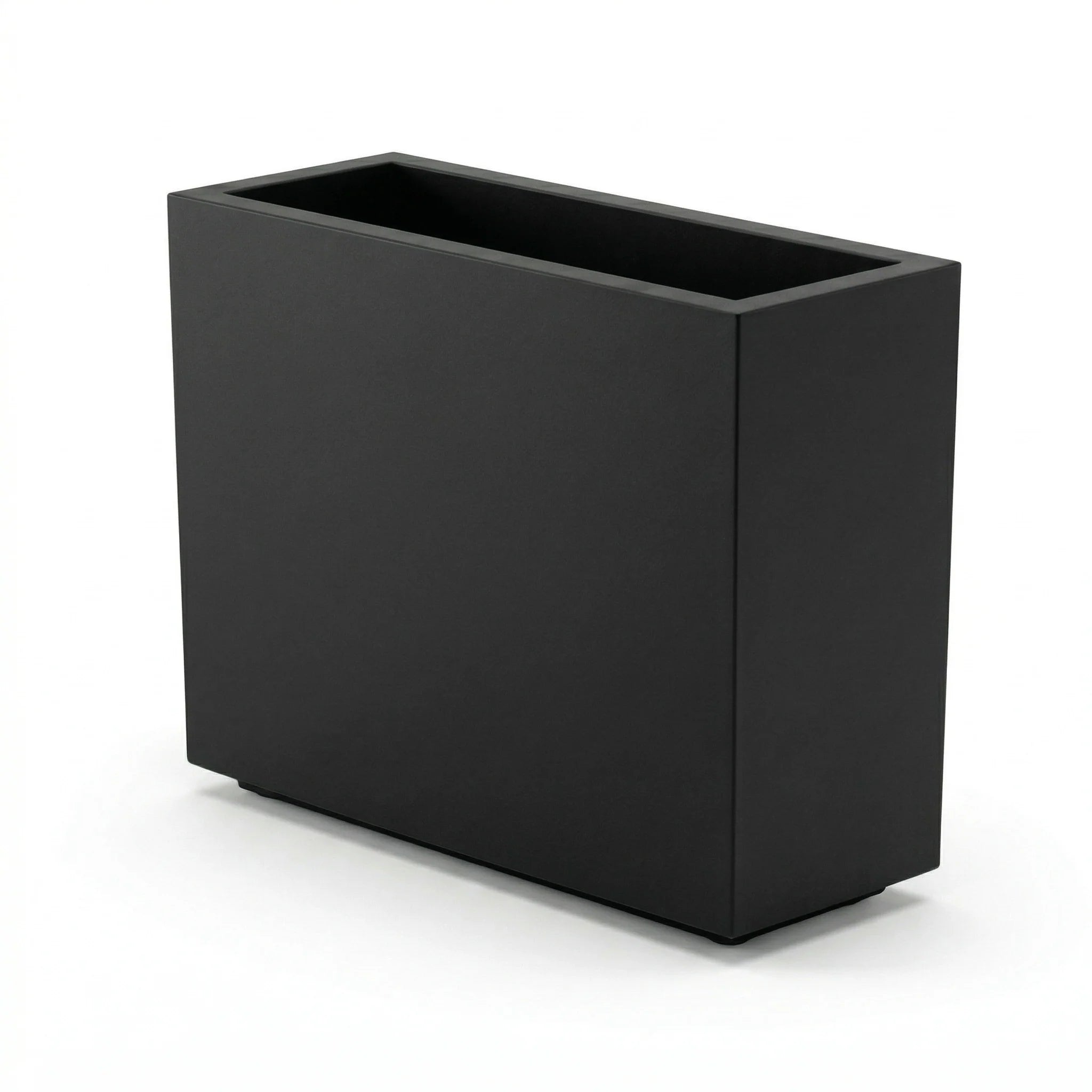 Julian Large Rectangle Planter - Architectural Fiberglass w/ Steel Reinforcement - Long Block w/ Drainage, Indoor / Outdoor (30" L x 12" W x 24" H)