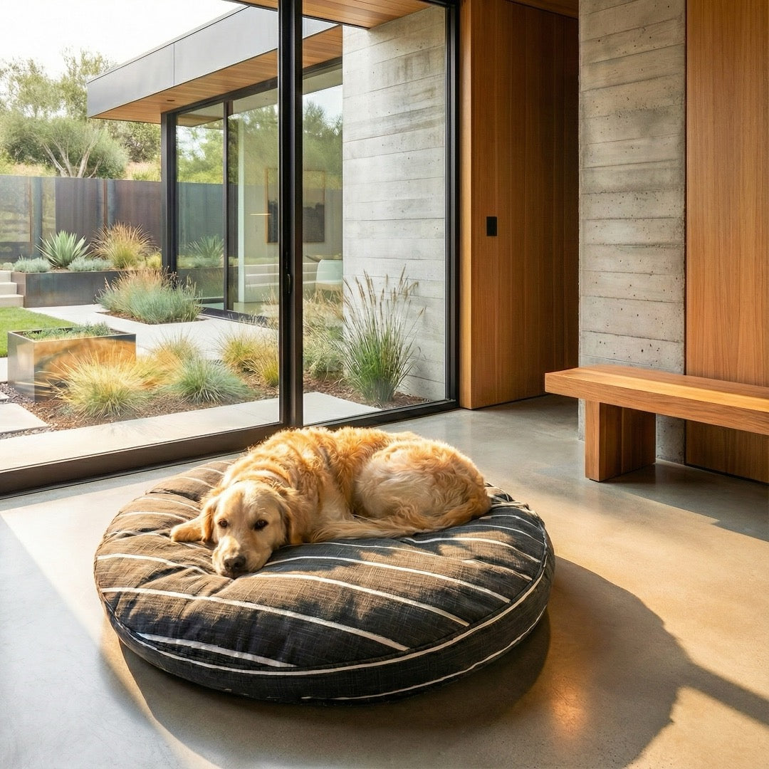 Khush Circle Bed - Modern, Upholstery Grade Dog Bed. Washable. Small 25", Large 44"" Round