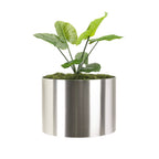 Knox Cylinder Planter - Modern Stainless Steel (18/8 Heavy Duty) Surface-Safe, Indoor / Outdoor (12" / 18" / 24" Large)