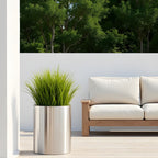 Knox Cylinder Planter - Modern Stainless Steel (18/8 Heavy Duty) Surface-Safe, Indoor / Outdoor (12" / 18" / 24" Large)