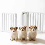 Libro Freestanding All-Weather Steel Dog Gate w/ Door (23" - 70" Extra Wide) Modern Pet Fence, Adjustable Indoor / Outdoor, 24" Tall Small Dog