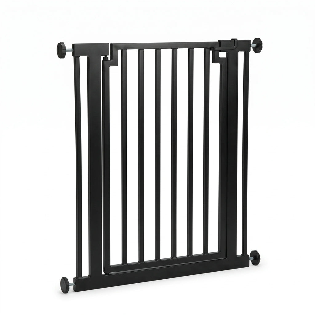 Libro 42" Extra Tall Steel Outdoor Dog Gate w/ Door (34.5" - 61.5" Extra Wide) Modern Deck Gate -Easy Pressure Mounted (No Drill)