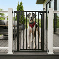 Libro 42" Extra Tall Steel Outdoor Dog Gate w/ Door (34.5" - 61.5" Extra Wide) Modern Deck Gate -Easy Pressure Mounted (No Drill)