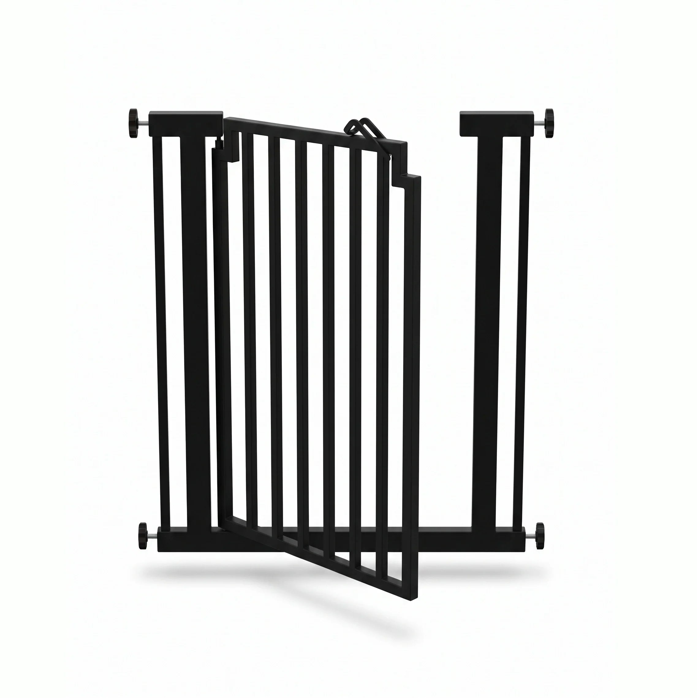 Libro 42" Extra Tall Steel Outdoor Dog Gate w/ Door (34.5" - 61.5" Extra Wide) Modern Deck Gate -Easy Pressure Mounted (No Drill)