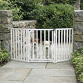 Libro Freestanding All-Weather Steel Dog Gate w/ Door (23" - 70" Extra Wide) Modern Pet Fence, Adjustable Indoor / Outdoor, 24" Tall Small Dog