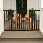 Libro Extra Wide Steel Outdoor Dog Gate w/ Door (59.5" - 100" W) Modern 32" Tall Deck Gate, Easy Pressure Mounted (No Drill)