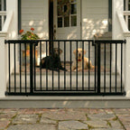 Libro Extra Wide Steel Outdoor Dog Gate w/ Door (59.5" - 100" W) Modern 32" Tall Deck Gate, Easy Pressure Mounted (No Drill)