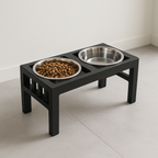 Libro Outdoor Double Diner - Heavy Weight Architectural Steel, Large Dog Elevated Feeder (11" / 15" / 18")