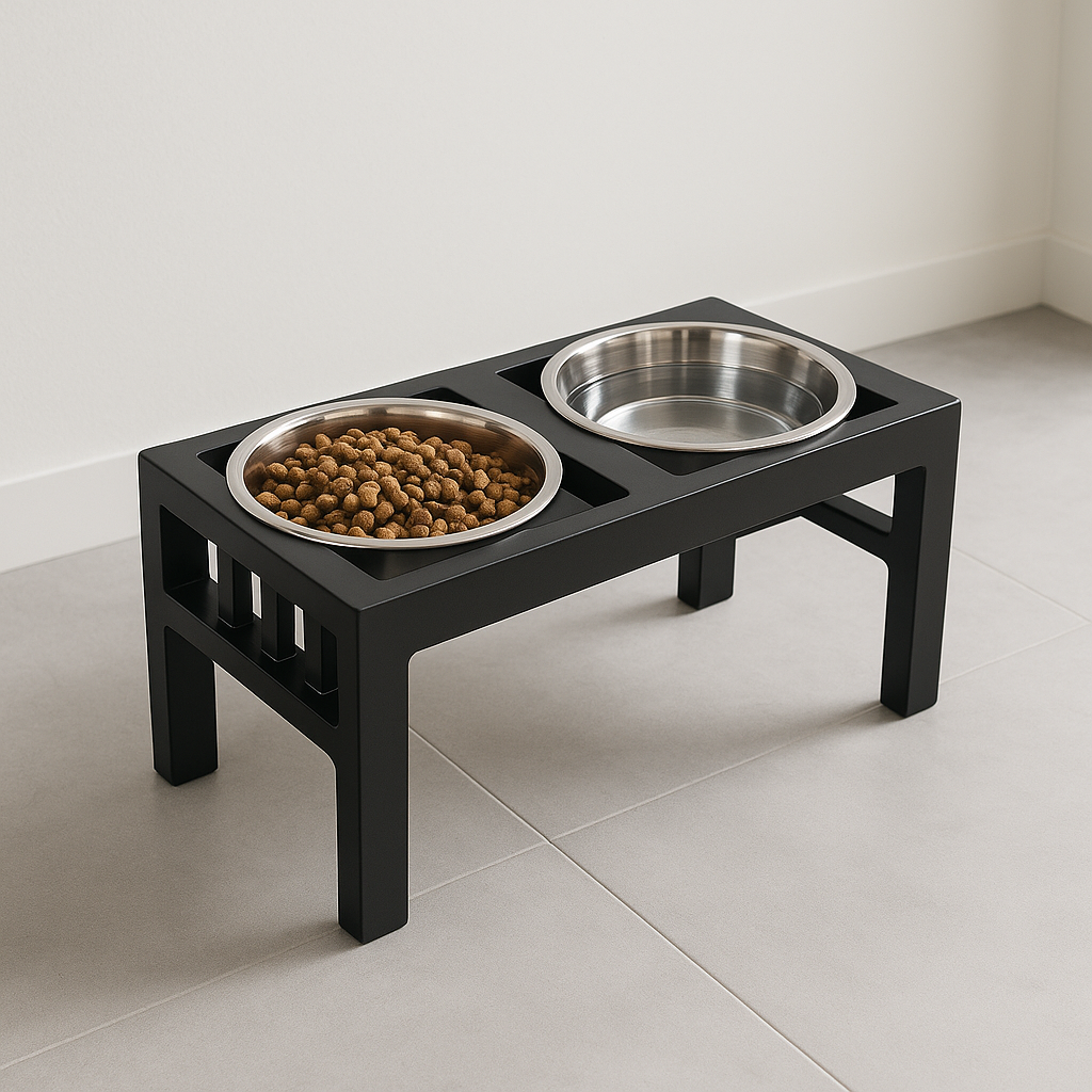 Libro Outdoor Double Diner - Heavy Weight Architectural Steel, Large Dog Elevated Feeder (11" / 15" / 18")