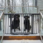 Libro Extra Wide Steel Outdoor Dog Gate w/ Door (59.5" - 100" W) Modern 32" Tall Deck Gate, Easy Pressure Mounted (No Drill)