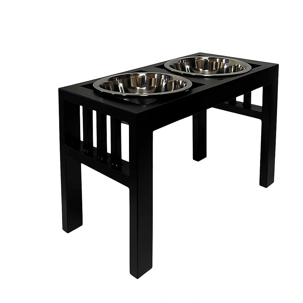 Libro Outdoor Double Diner - Heavy Weight Architectural Steel, Large Dog Elevated Feeder (11" / 15" / 18")