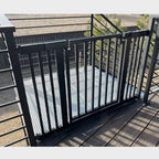 Libro Steel Outdoor Dog Gate w/ Door (28.5" - 61.5" Extra Wide) Modern 32" Tall Deck Gate, Easy Pressure Mounted (No Drill)