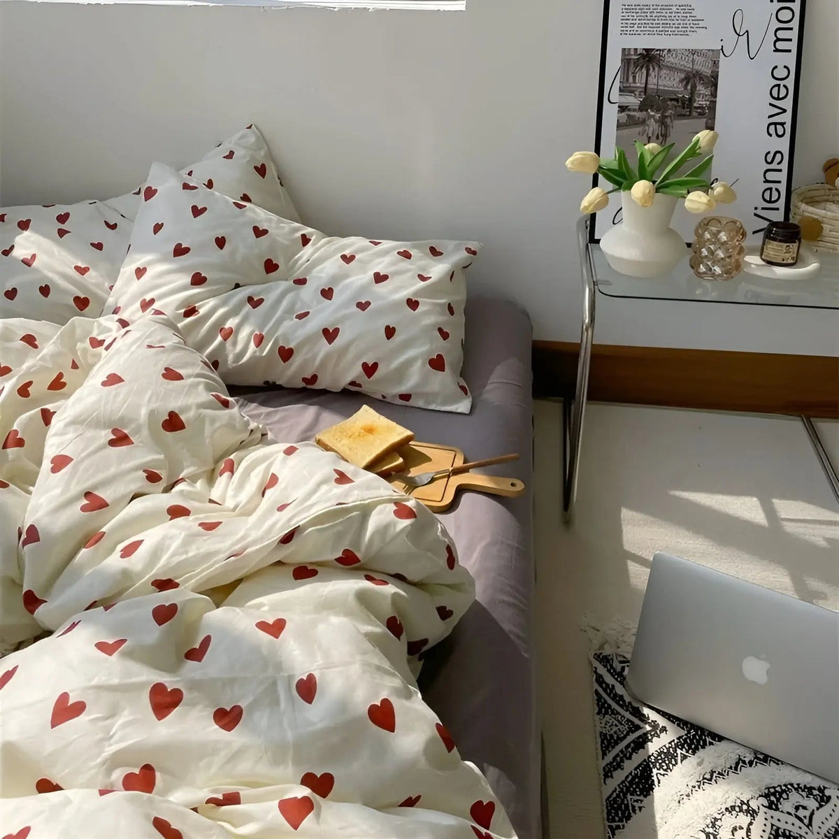 Zevolim| LoveLuxe Heart Motif Quilt Cover Set