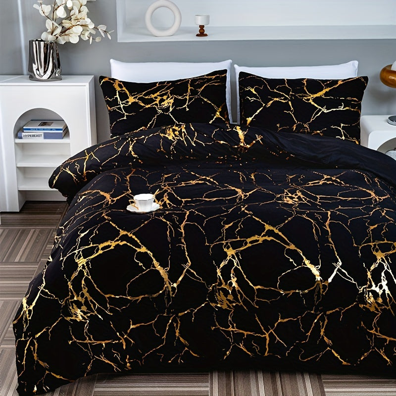 Zevolim| Marble Print Luxury Duvet Cover Set