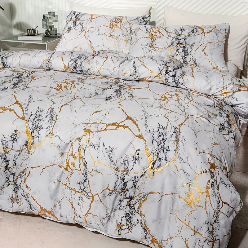 Zevolim| Marble Print Luxury Duvet Cover Set