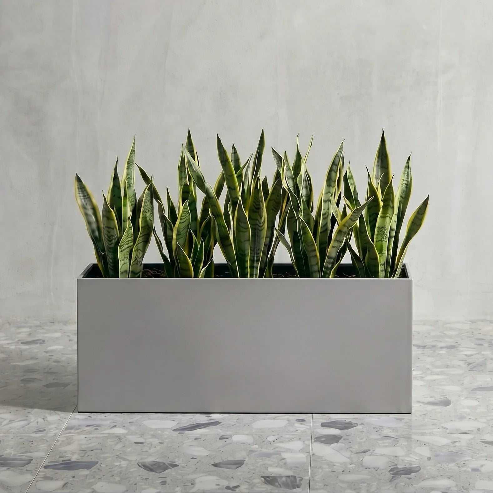 Madeira Aluminum Long Block Planter 30" - Seamless Architectural (Silver) Waterproof Lining - Indoor / Outdoor (30" L x 12" W x 12" Tall)