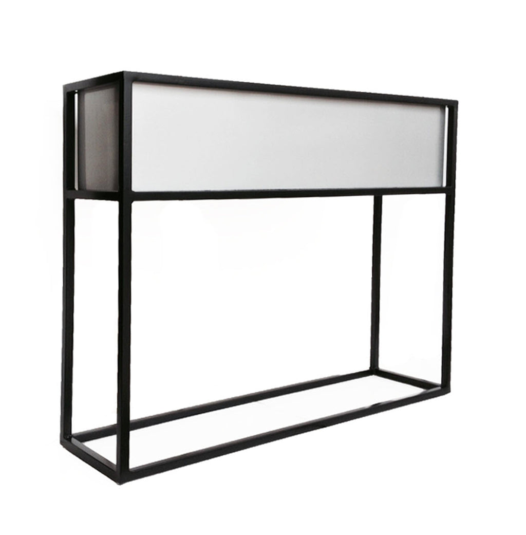 Madeira Barrier Planter, Aluminum (Silver) w/ Iron Stand - Modern Raised Trough, Outdoor / Indoor (37" Long x 10" Wide x 30" Tall)