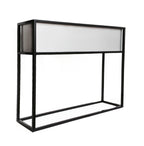 Madeira Barrier Planter, Aluminum (Silver) w/ Iron Stand - Modern Raised Trough, Outdoor / Indoor (37" Long x 10" Wide x 30" Tall)