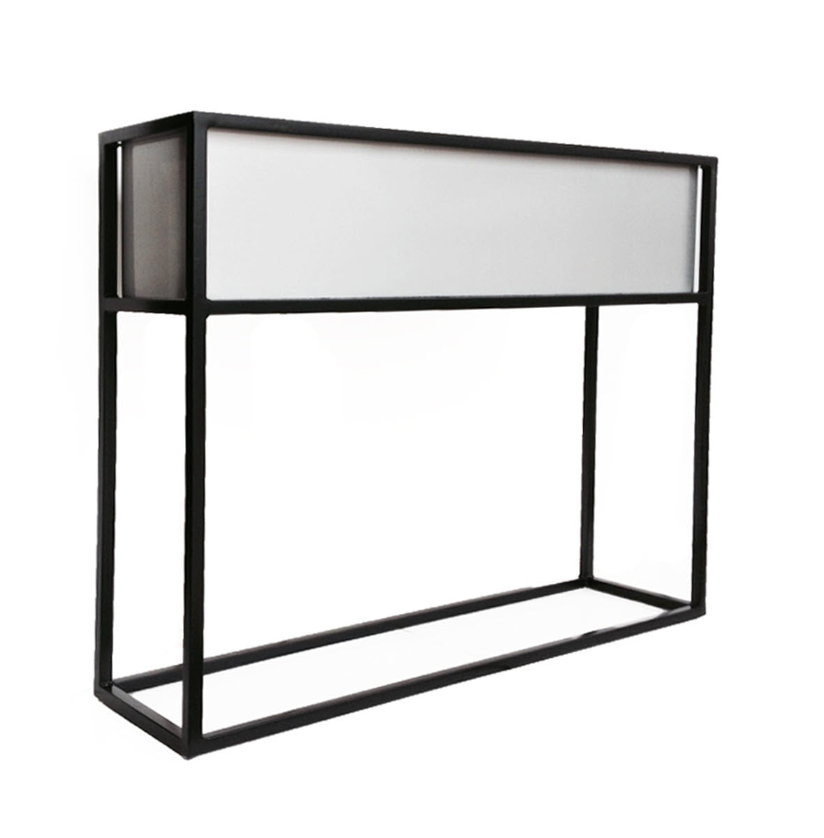 Madeira Barrier Planter, Aluminum (Silver) w/ Iron Stand - Modern Raised Trough, Outdoor / Indoor (37" Long x 10" Wide x 30" Tall)