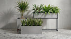 Madeira Barrier Planter, Aluminum (Silver) w/ Iron Stand - Modern Raised Trough, Outdoor / Indoor (37" Long x 10" Wide x 30" Tall)