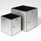 Madeira Cube Planter - Modern Architectural Seamless Aluminum Metal (Silver) Fiberglass Lining, No Drainage - Indoor / Outdoor (16" / 20" Square)