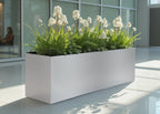 Madeira Aluminum Long Block Planter 30" - Seamless Architectural (Silver) Waterproof Lining - Indoor / Outdoor (30" L x 12" W x 12" Tall)